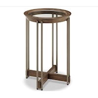 Contemporary Round Accent Table with Glass Table Top