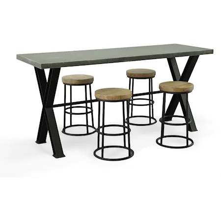 5 Piece Counter Height Set with Backless Stools