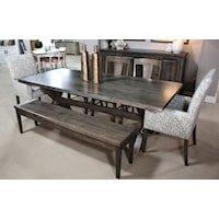 Customizable 7 Piece Live Edge Dining Set with 2 Arm Chairs, 3 Side Chairs, Bench and Table