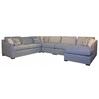 Modern 5 Pc. Sectional with Track Arms and Exposed Block Feet