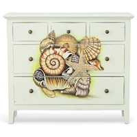 Bennet Narrow 5 Drawer Chest with Handpainted Sea Shell Design