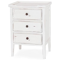 Distressed White Harvest Finish 3 Drawer End Table