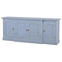 Shutter Console with 4 Louvered Doors Finished in Weathered Grey