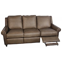 Power Reclining Leather Sofa with Oiled Bronze Nail Head