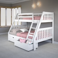 Twin/Full Mission Bunk Bed W/Dual Under Bed Drawers In White Finish