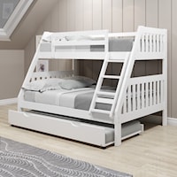 Twin/Full Mission Bunk Bed W/Twin Trundle Bed In White Finish