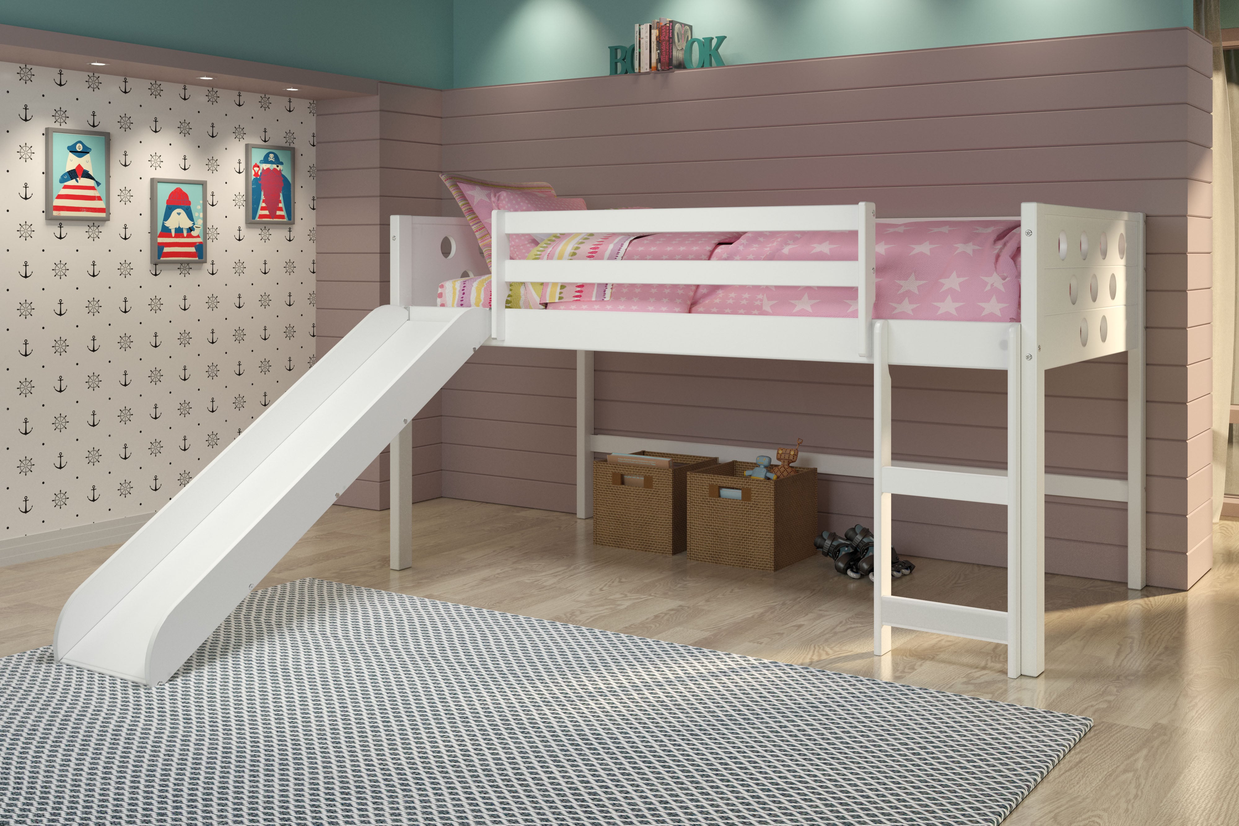 Twin Loft with Slide