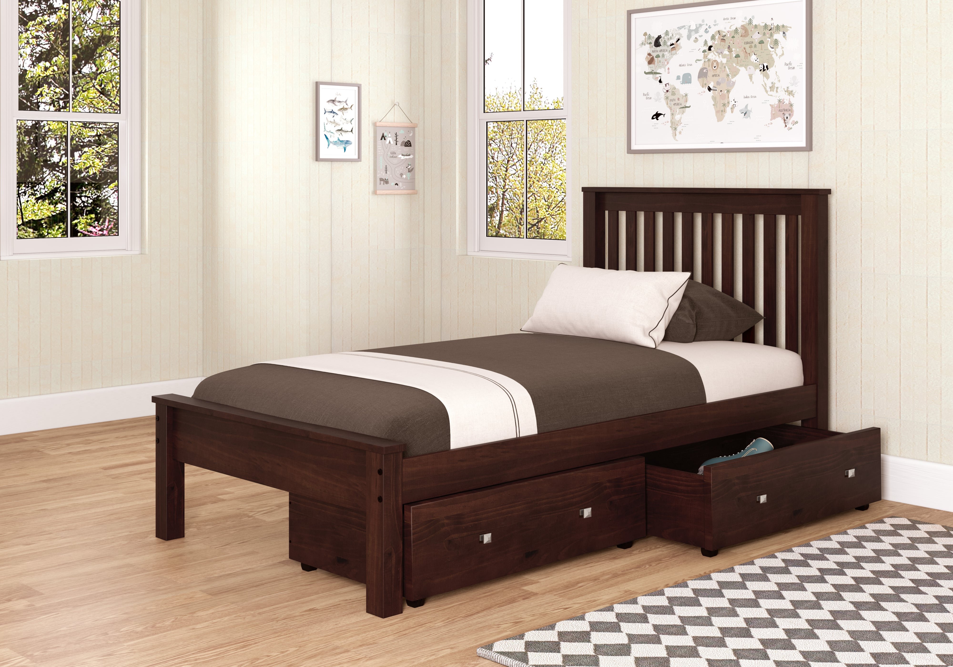 Twin Bed with Under Bed Drawers