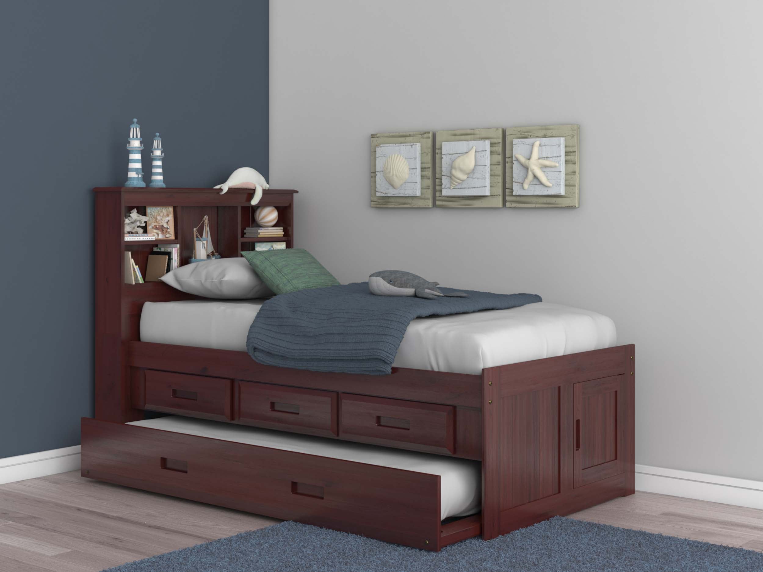 Twin Bed w/ Bookcase and Trundle