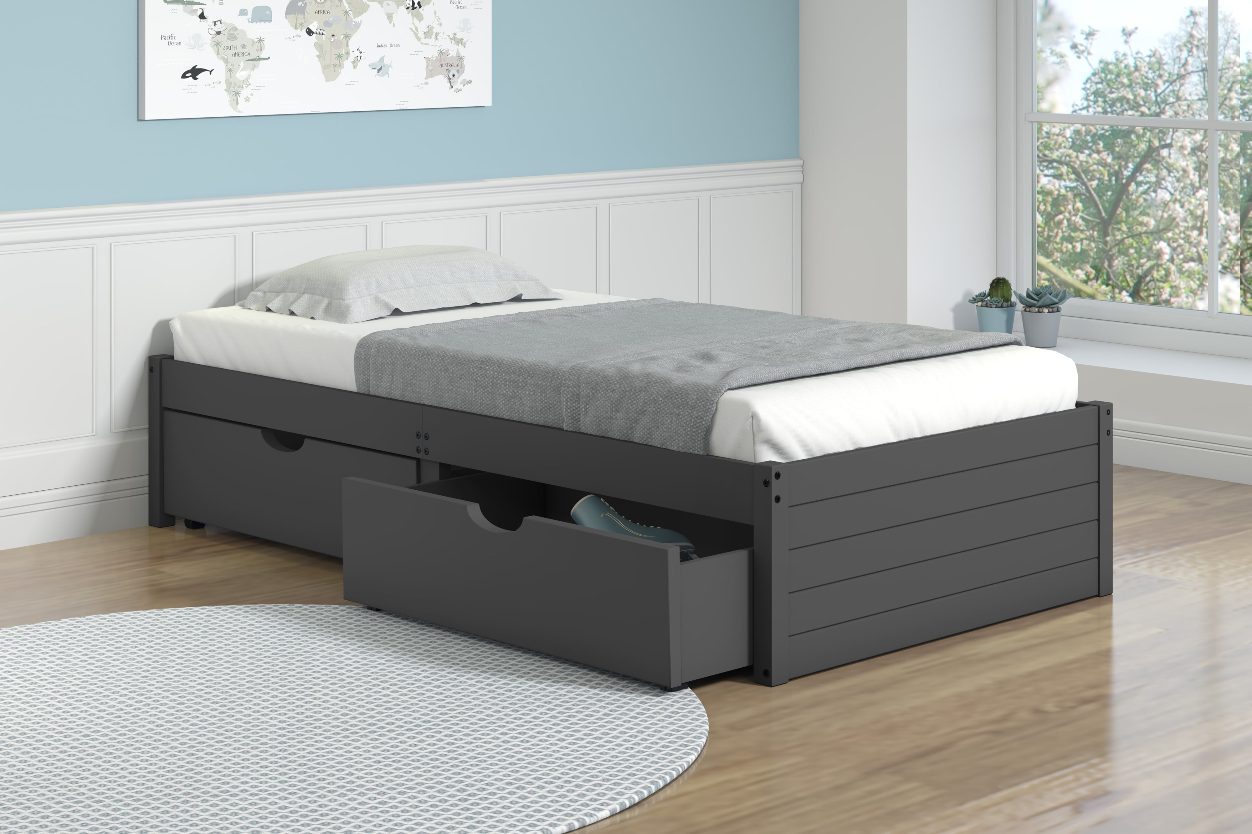 Twin Bed with Under Bed Drawers
