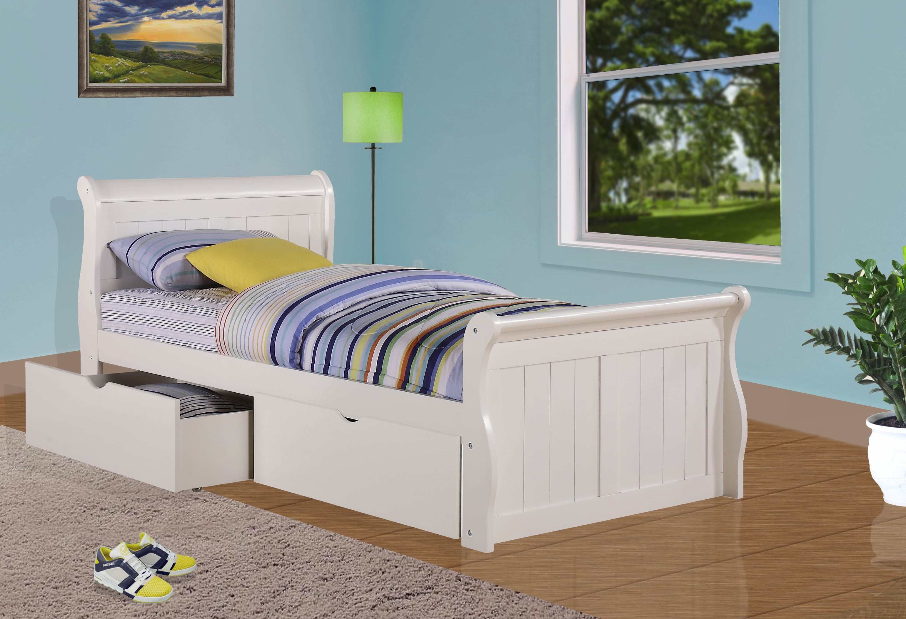Twin Bed with Under Bed Drawers