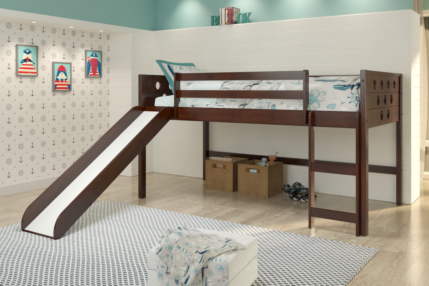 Twin Loft with Slide