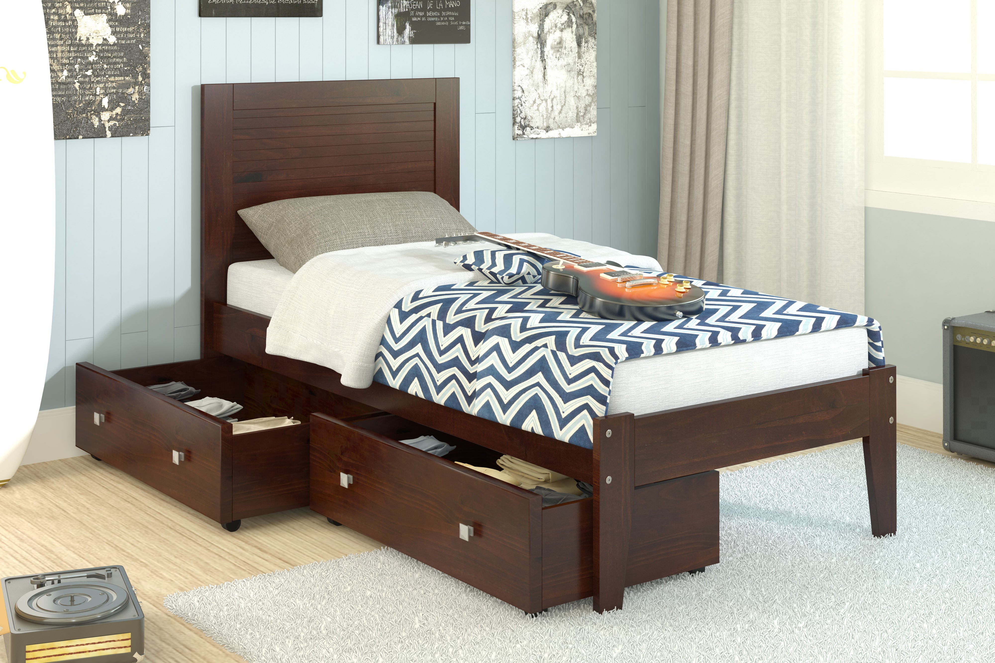 Twin Bed with Under Bed Drawers