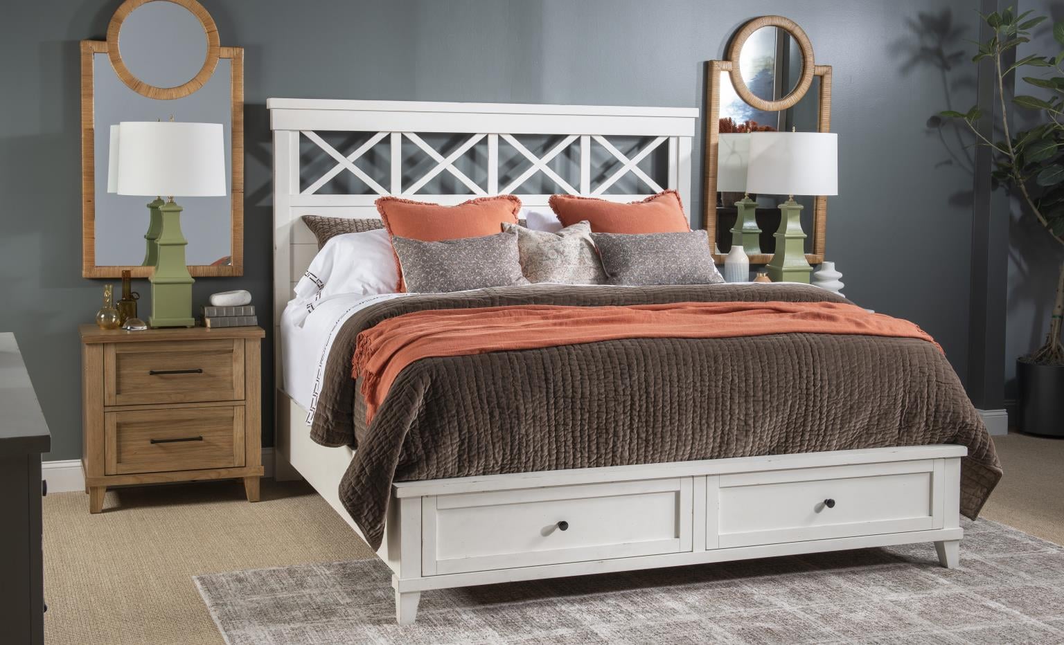 Queen Panel Bed with Storage Footboard