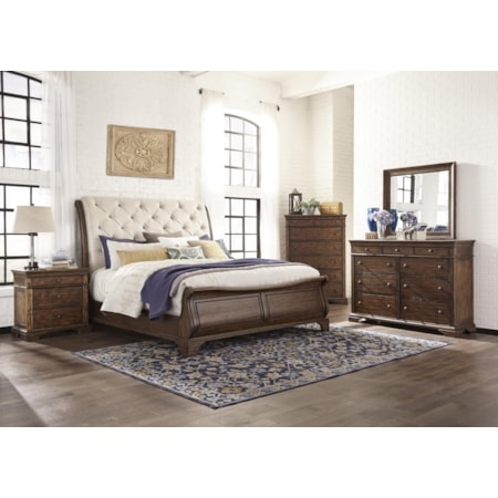 King Upholstered Sleigh Bed