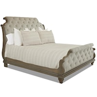 Traditional Honeysuckle Upholstered Queen Sleigh Bed