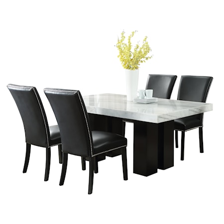 5-Piece Rectangle Dining Set w/ Black Chair