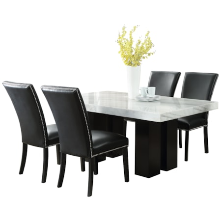 5-Piece Rectangle Dining Set w/ Black Chair
