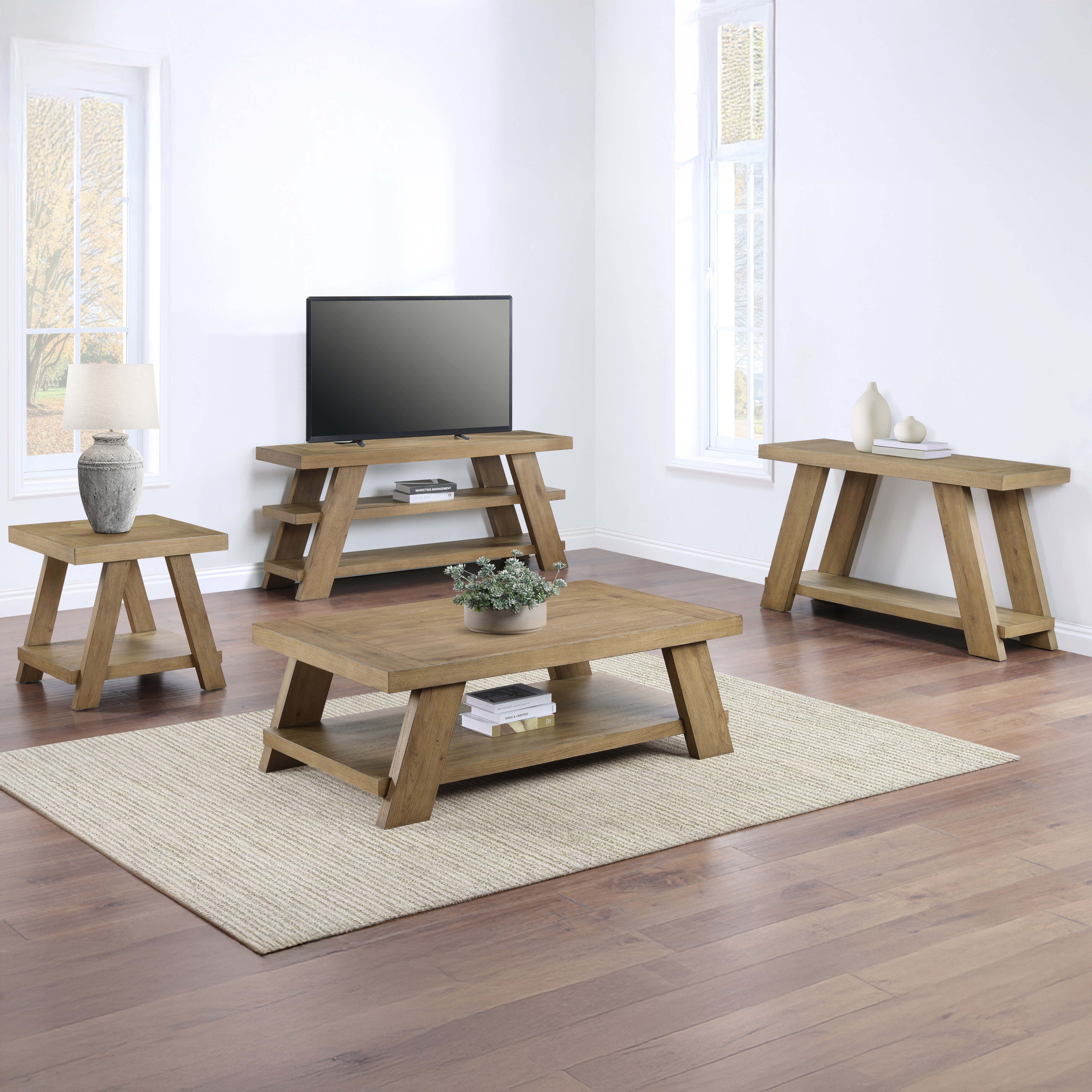 Solid Wood End Table w/Canted Legs