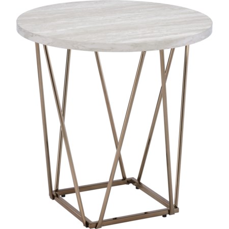 Rowyn Contemporary Faux Marble Top End Table