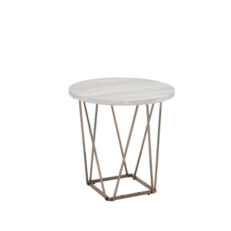 Faux Marble Top End Table