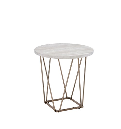 Rowyn Contemporary Faux Marble Top End Table