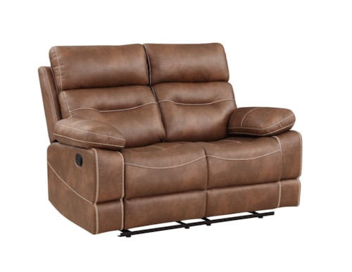 Casual Manual Reclining Loveseat with Pillow Arms