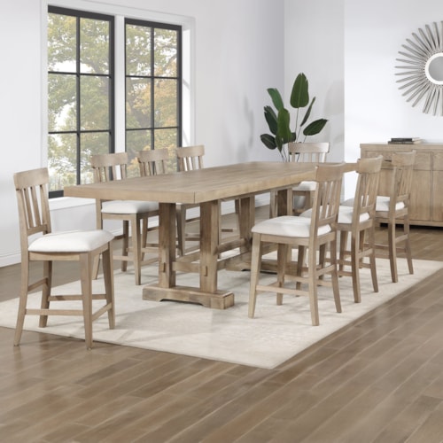Transitional 9-Piece Counter-Height Dining Set