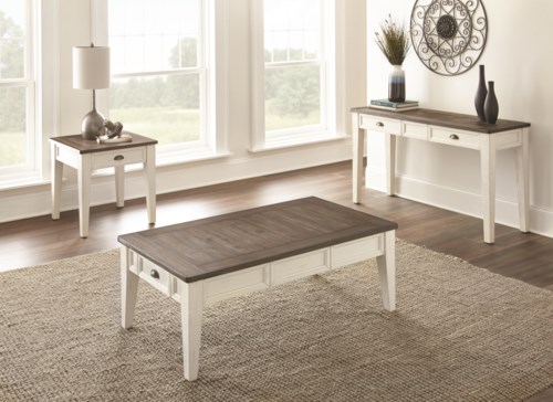 Farmhouse 3-Piece Occasional Set with Two-Tone Finish