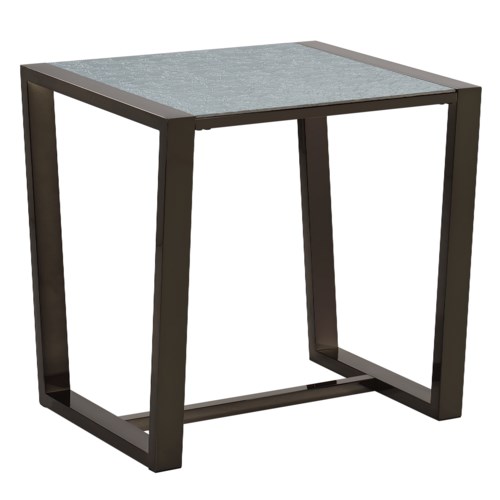Contemporary Patterned Mirror-Top End Table
