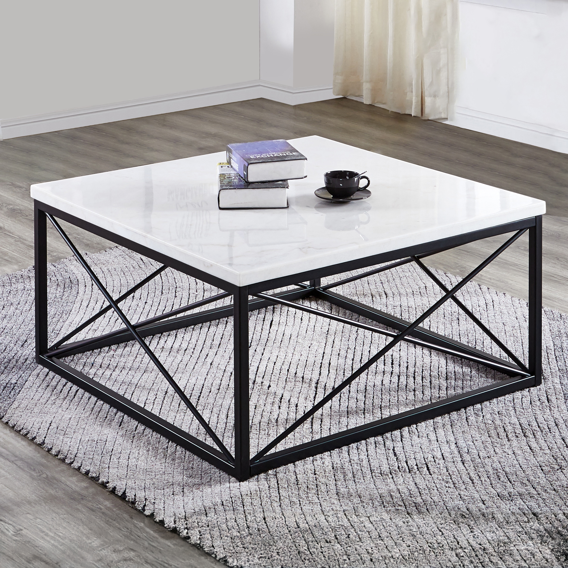 White Marble Top Square Cocktail Table