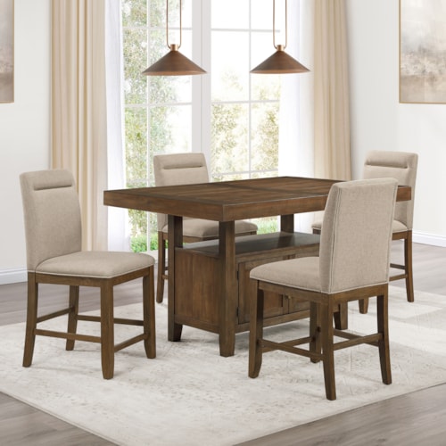 Elegant 5-pc. Counter-Height Dining Set with Storage Cabinet