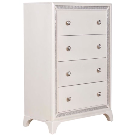 Illuminating 5-Drawer Chest w/Crystal Border
