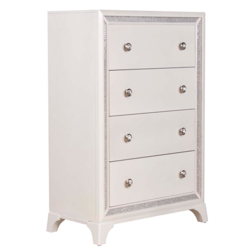 Glam Illuminating 5-Drawer Chest w/Crystal Border