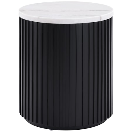 18" Round Castered White Marble Coffee Table