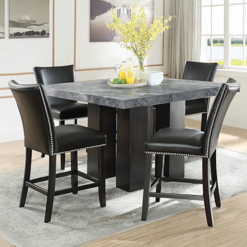 Contemporary Square 5-Piece Counter Height Dining Set w/Black Chairs