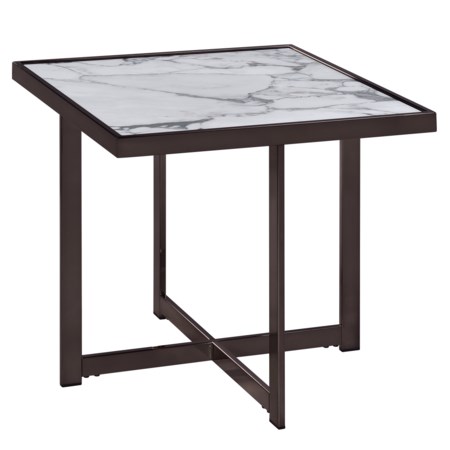 24" Sq. End Table w/Sintered Stone Inlay