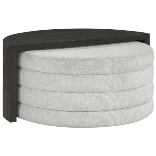 Contemporary Nesting Demilune Cocktail Table with Castered Ottoman