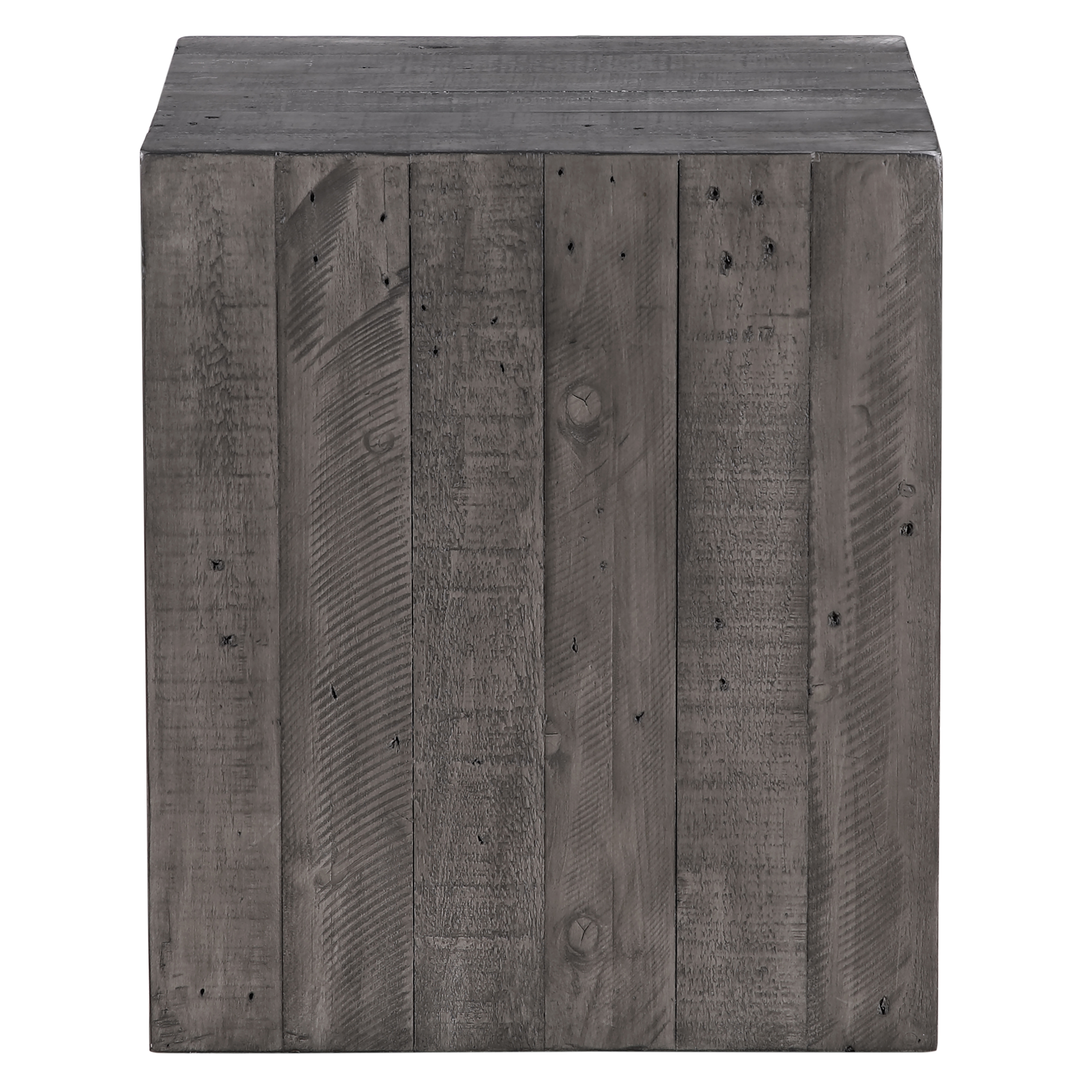19" Cube End Table w/Distressed Design