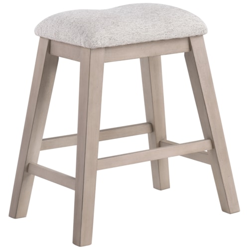 Mid-Century Casual Upholstered Backless Counter Stool with Canted Legs