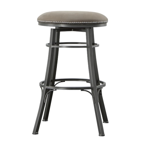 Bali Tropical Backless Swivel Bar Chair with Nailhead Trim - Grey