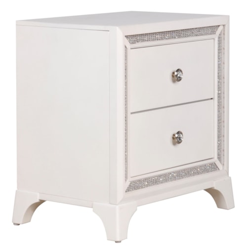 Glam 2-Drawer Nightstand w/Light-Up Crystal Border