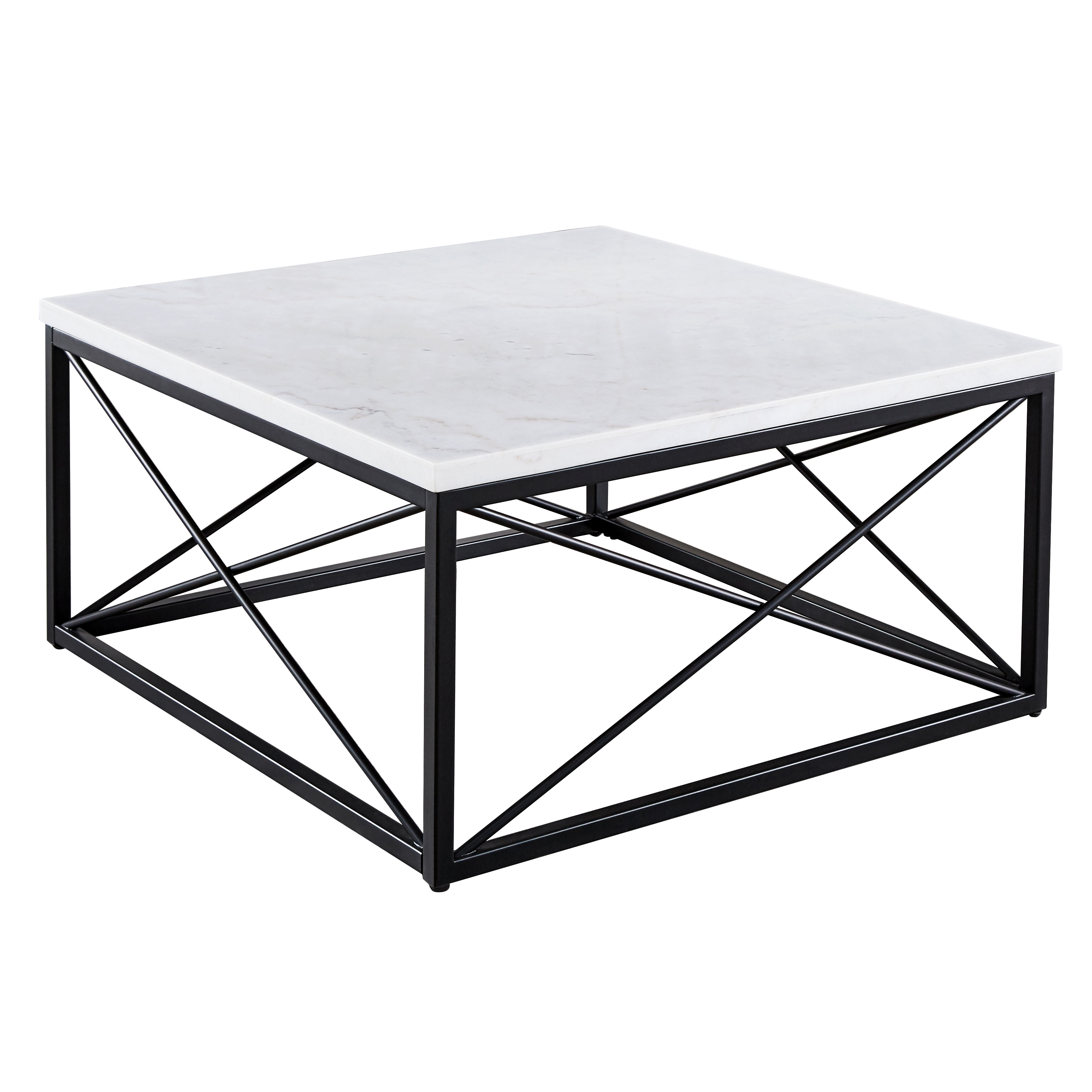 Steve Silver Skyler White Marble Top Square Cocktail Table