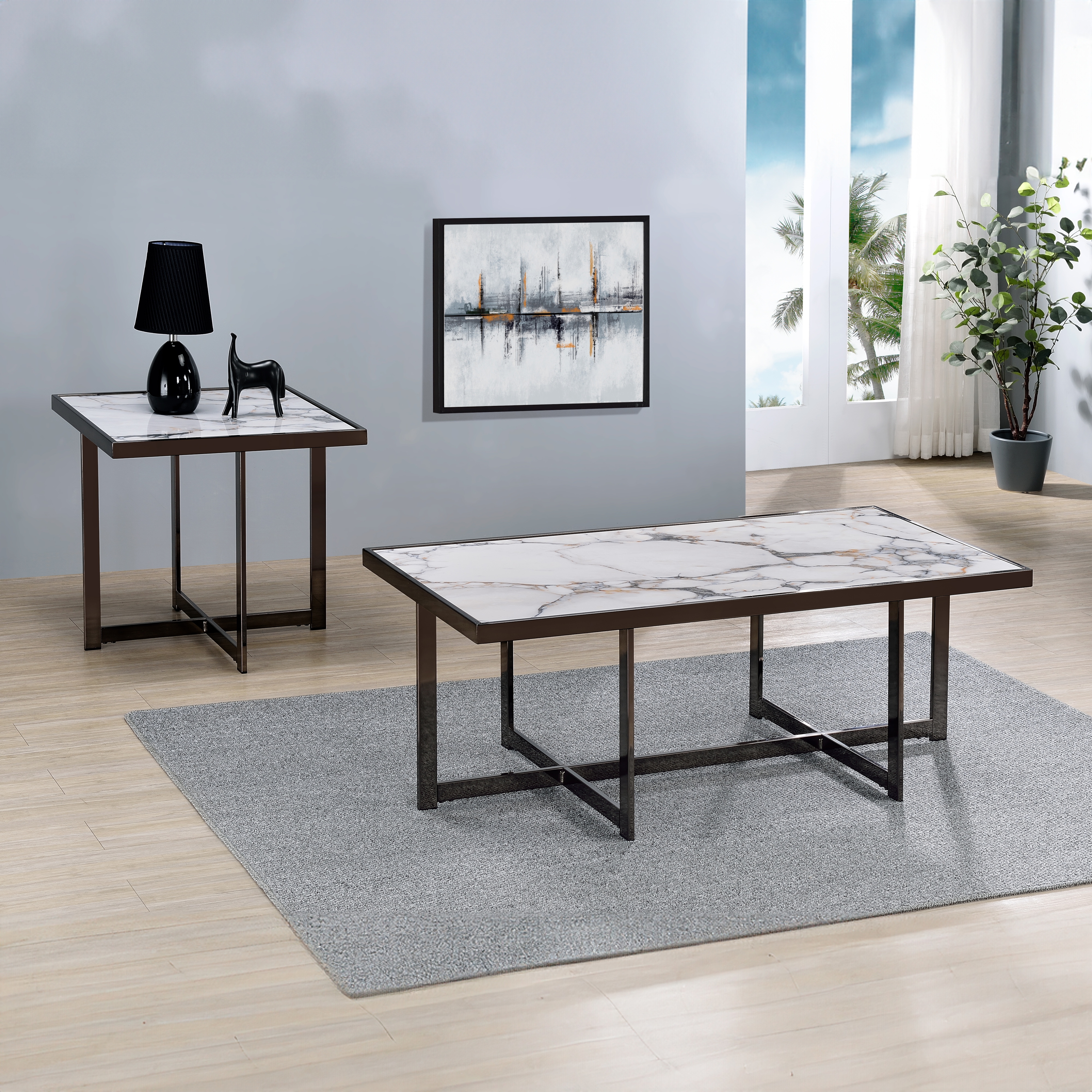 Rect. Cocktail Table w/Sintered Stone Inlay