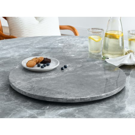 Kaza Round Gray Marble Lazy Susan