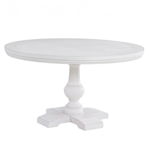 Transitional 54" Round Dining Table with Single Pedestal Base