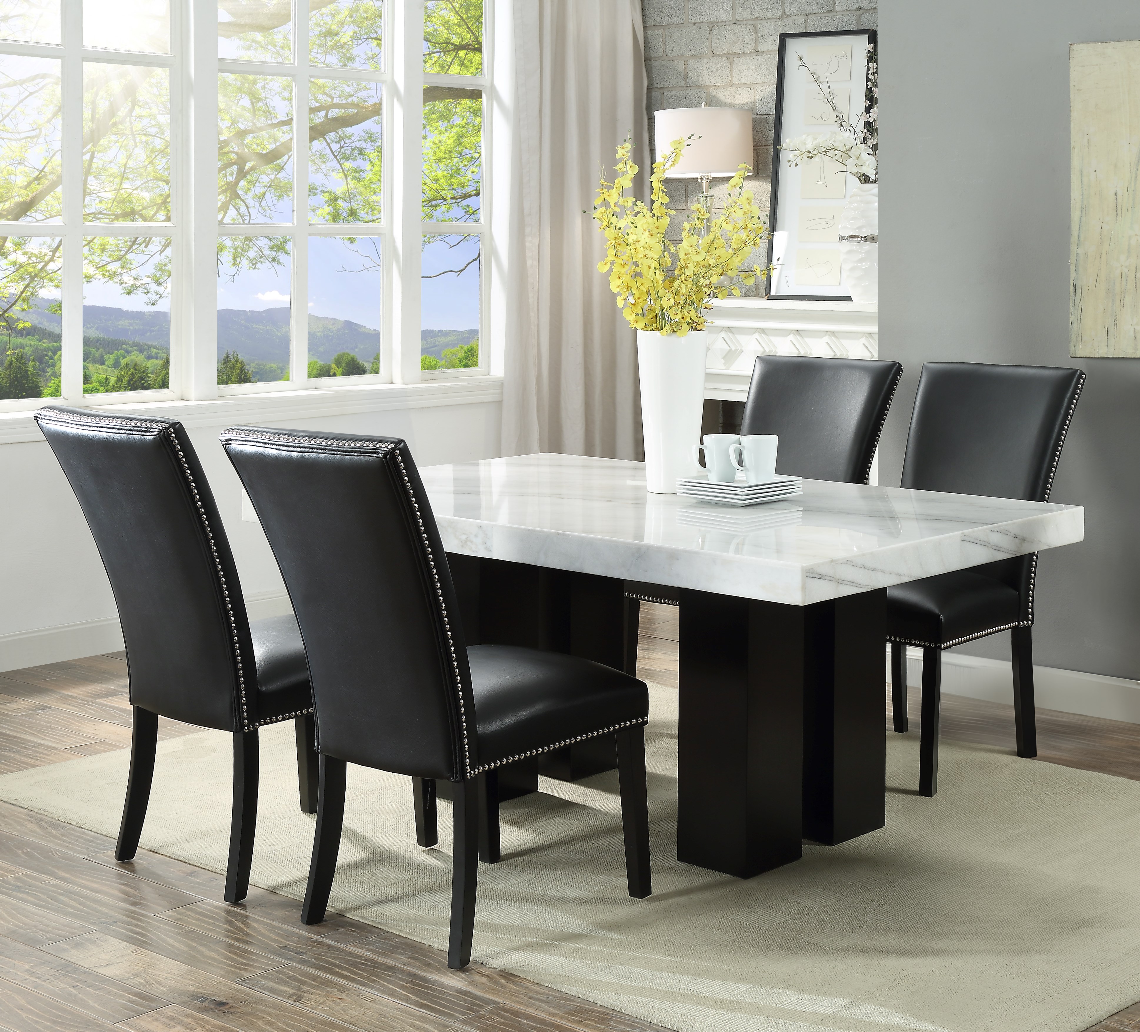 5-Piece Rectangle Dining Set w/ Black Chair