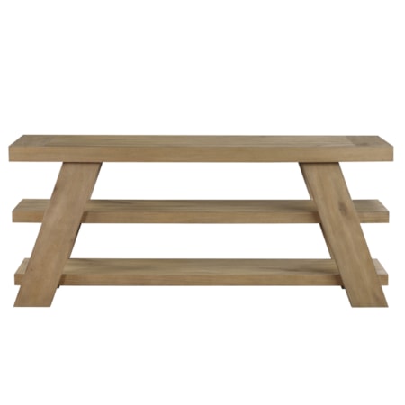 64" Solid Wood TV Console w/Open Shelves