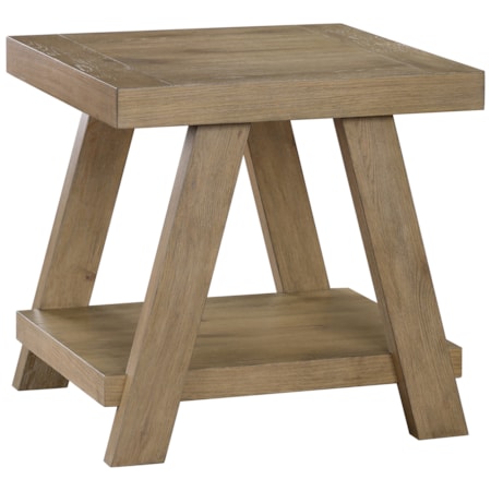 Solid Wood End Table w/Canted Legs