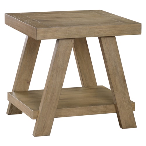 Mid-Century Modern Solid Wood End Table w/Canted Legs